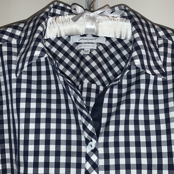 Foxcroft Tops - Foxcroft Navy Check Button Down: No-iron, 3/4 Cuffed Sleeves, Cute Gingham